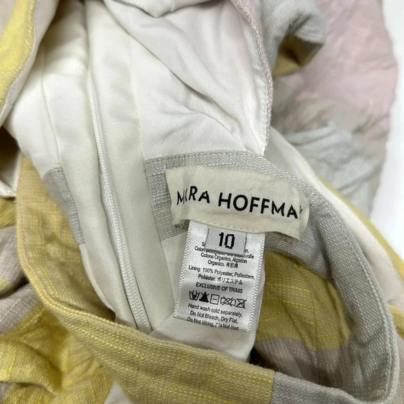 Mara Hoffman Dress Sleeveless Maxi Long Cutout Pastel Striped Yellow Tan Size 10 - Picture 5 of 6